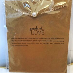 Faux Pearl Gold Tone Pendant Necklace